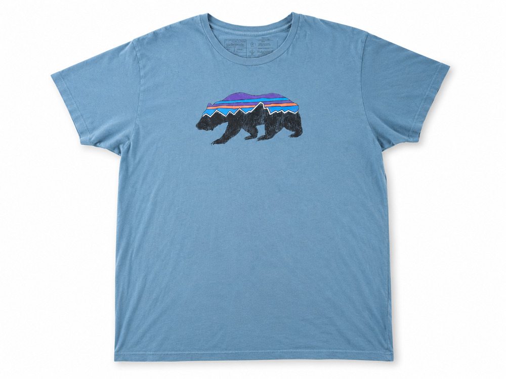 Patagonia Fitz Roy Bear Graphic Organic Cotton T-Shirt Blue Men's XL